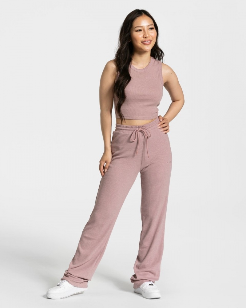 Women's Teveo Lounge Crop Tops Grey Pink | USA-4230CBMZO