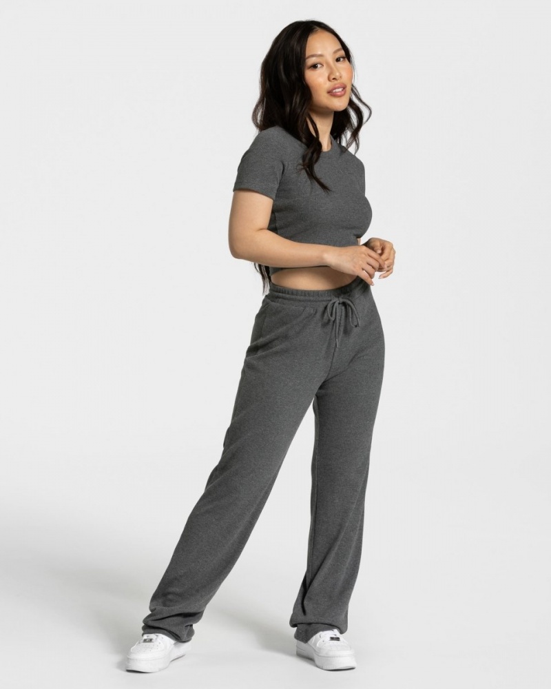 Women's Teveo Lounge Pants Leggings Dark Grey | USA-1760SHQBK