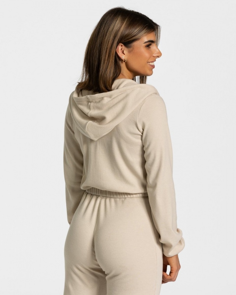 Women's Teveo Lounge Zip Hoodie Beige | USA-6309LKIAP