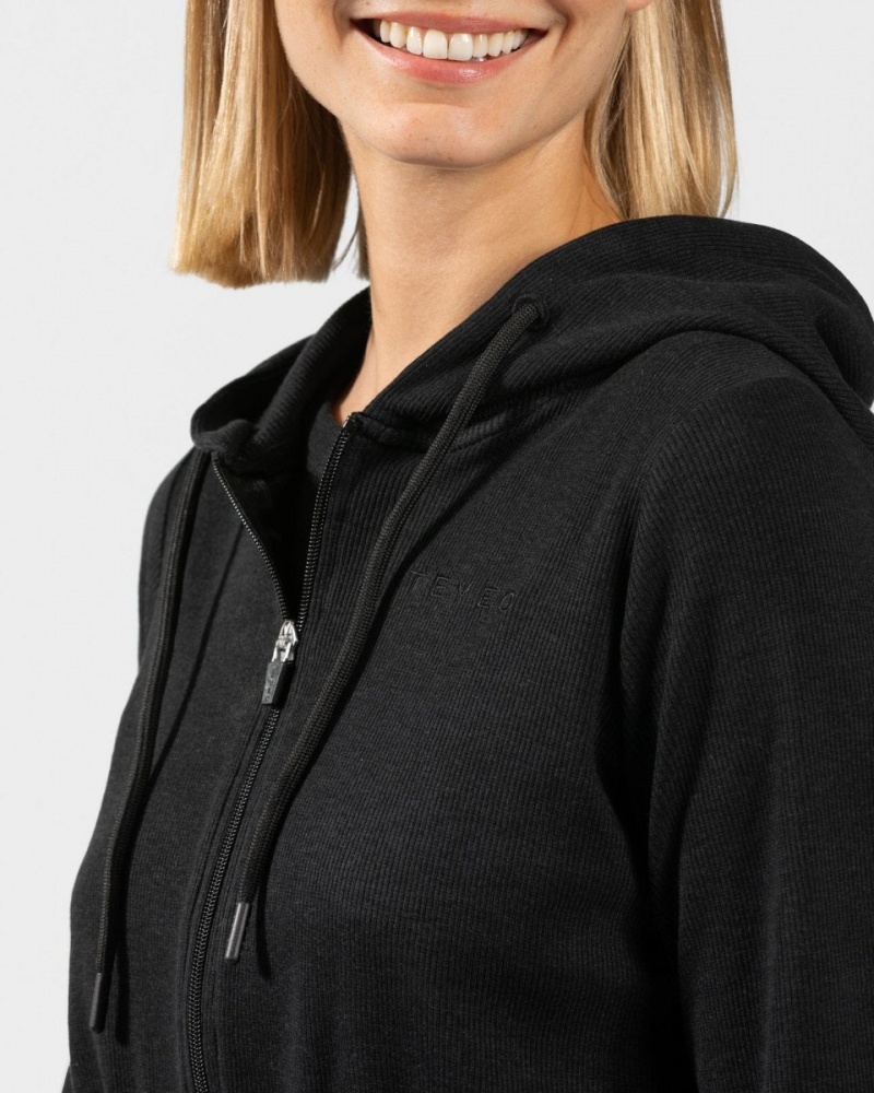 Women's Teveo Lounge Zip Hoodie Black | USA-7945VSFKM