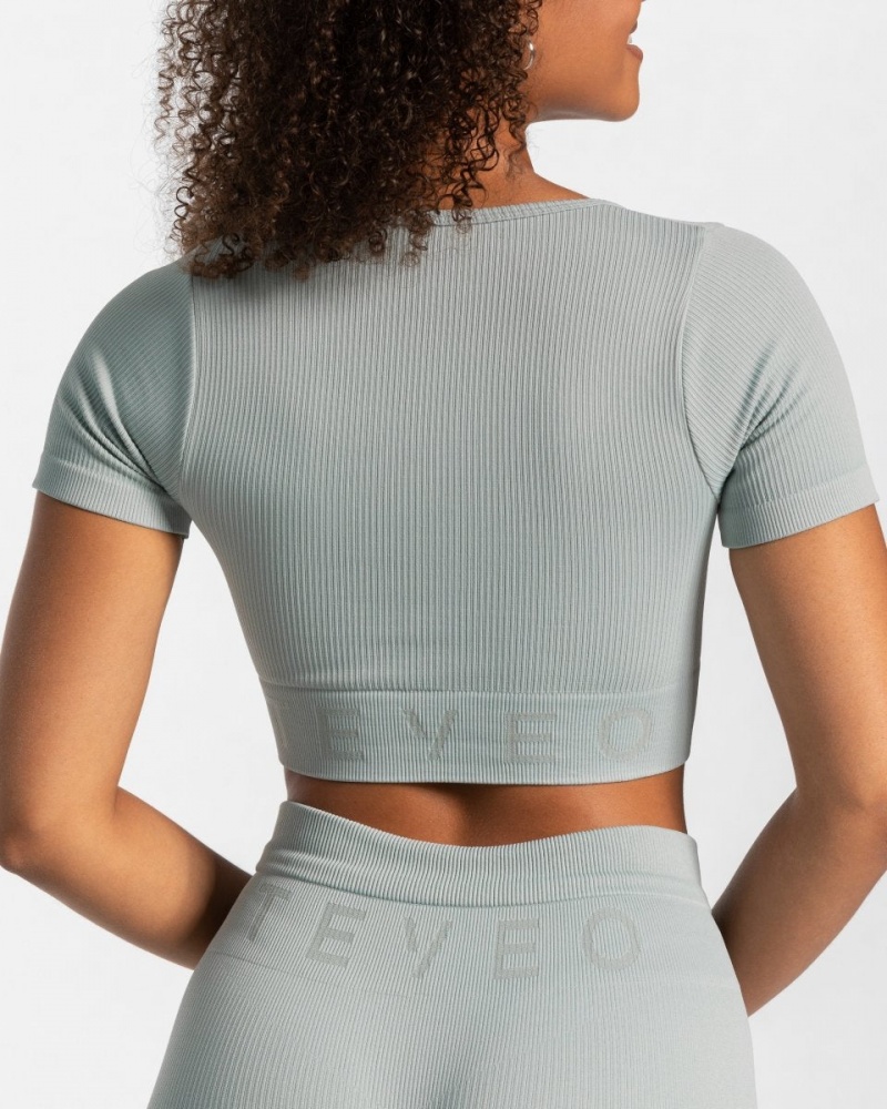 Women's Teveo Ribbed Crop Tops Peacock | USA-7193QFXNV