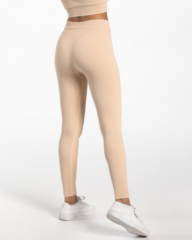 Women's Teveo Ribbed Leggings Beige | USA-8152QTKGO