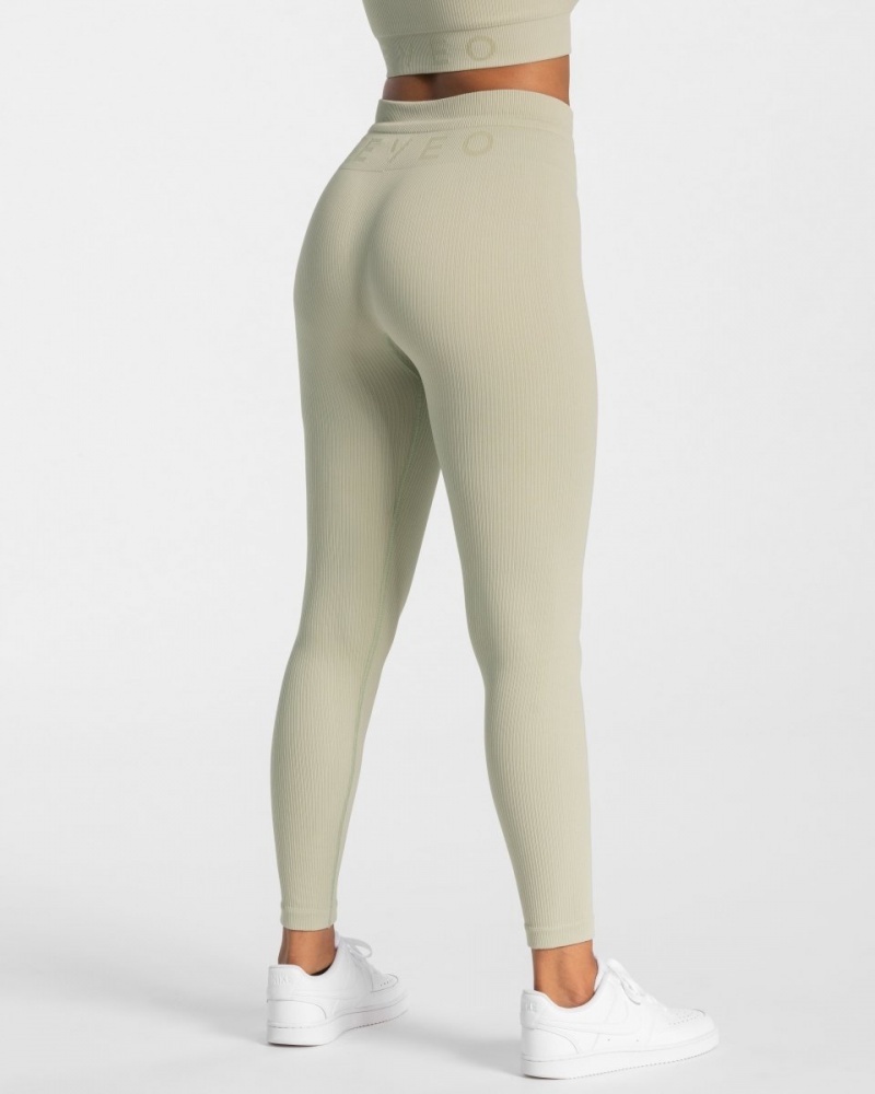 Women's Teveo Ribbed Leggings Dark Green | USA-7046CAZKI