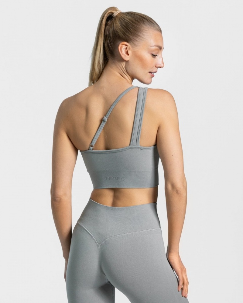 Women's Teveo Sassy One Shoulder Sports Bra Grey Blue | USA-5397DAMCE