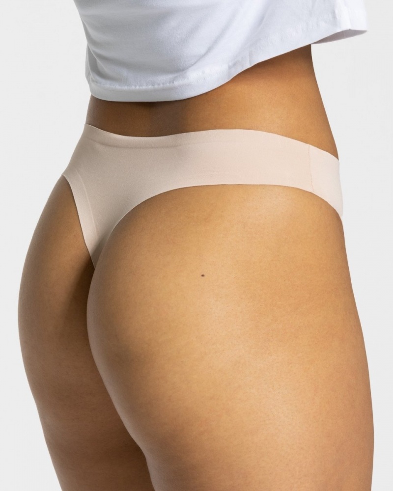 Women's Teveo Seamless (2pcs) Thong Beige | USA-1687JMYTH