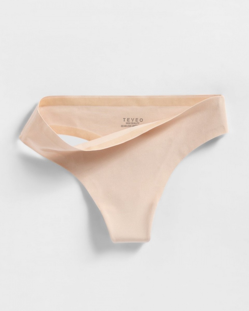 Women's Teveo Seamless (2pcs) Thong Beige | USA-1687JMYTH