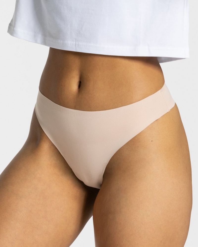 Women\'s Teveo Seamless (2pcs) Thong Beige | USA-1687JMYTH