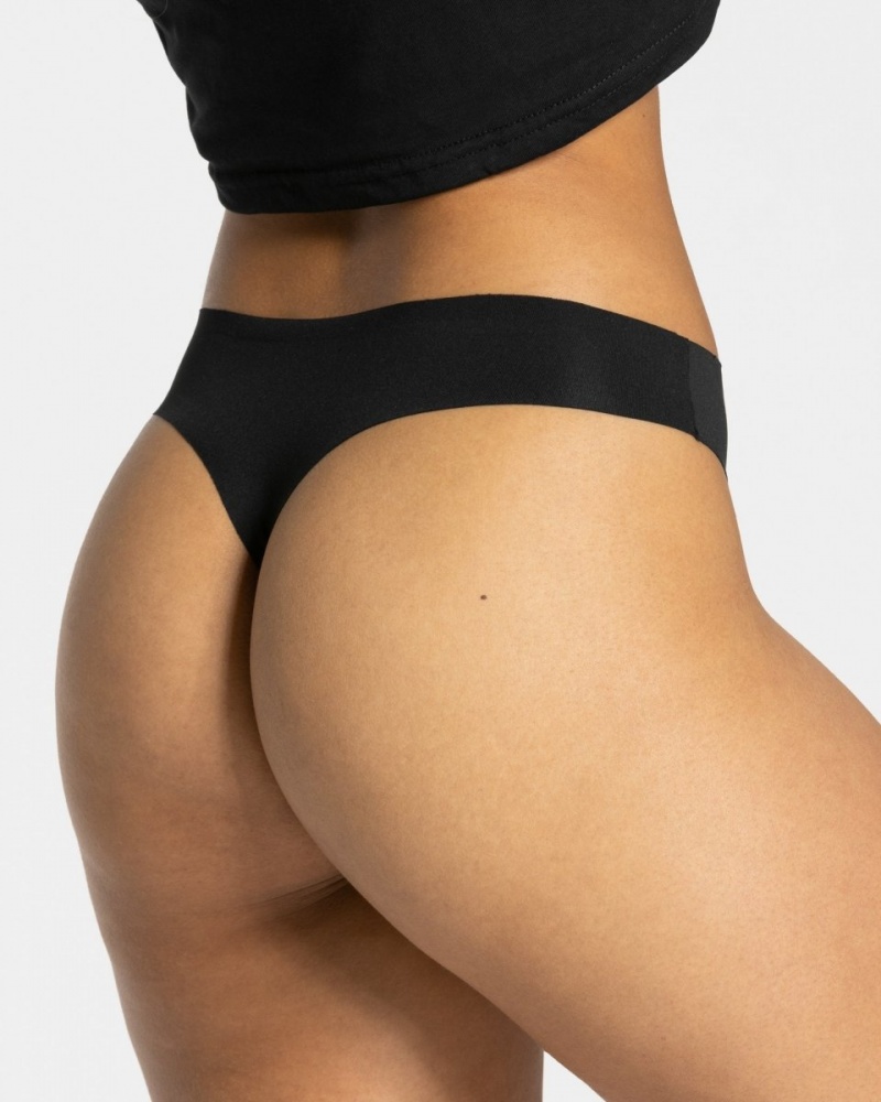 Women's Teveo Seamless (2pcs) Thong Black | USA-4308BEKYJ