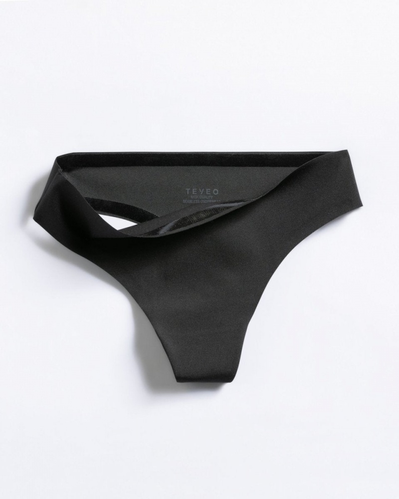 Women's Teveo Seamless (2pcs) Thong Black | USA-4308BEKYJ