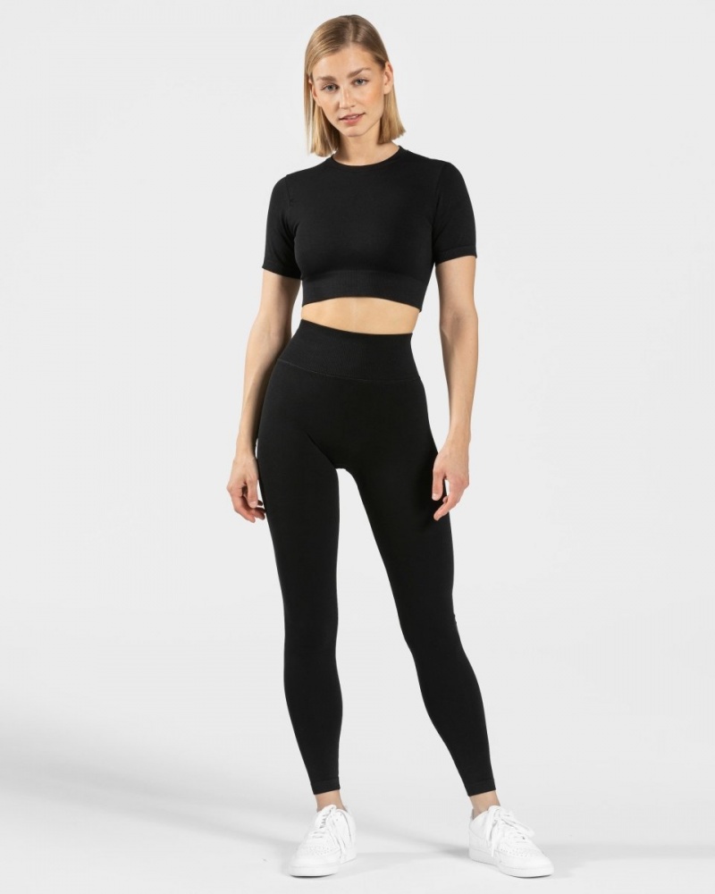 Women's Teveo Sensation Crop Tops Black | USA-5614MBODE