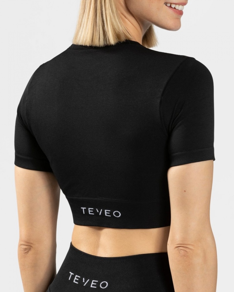 Women's Teveo Sensation Crop Tops Black | USA-5614MBODE