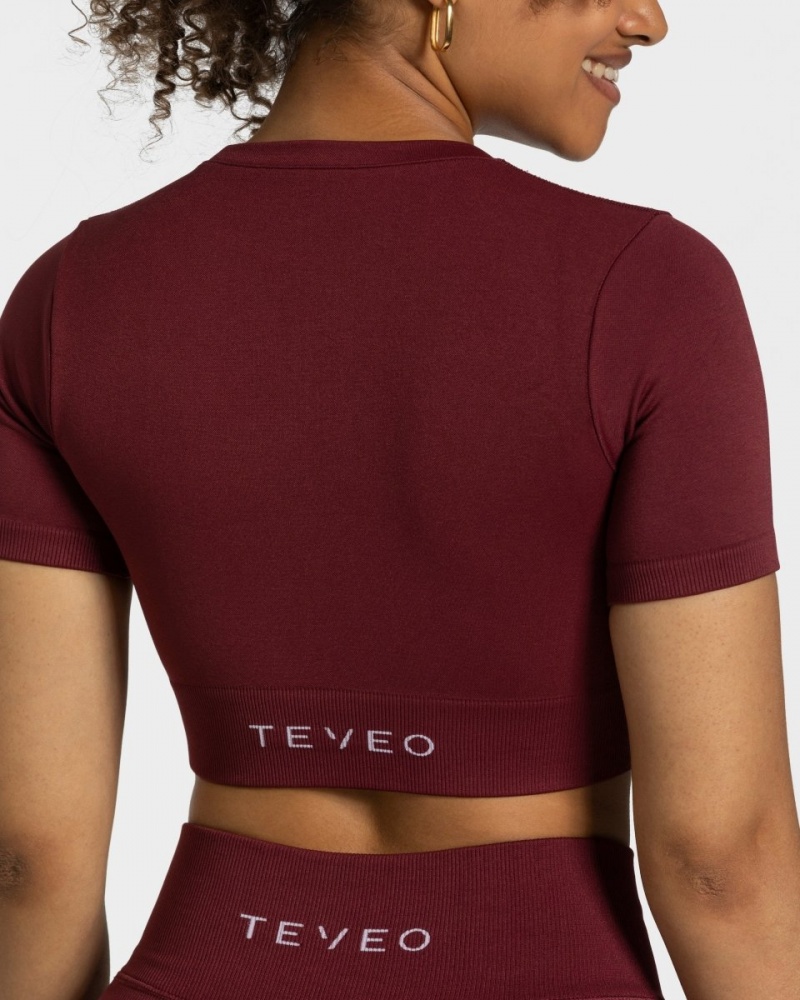 Women's Teveo Sensation Crop Tops Burgundy | USA-9438ZTLJN