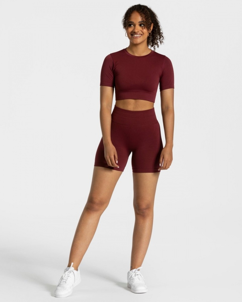 Women's Teveo Sensation Crop Tops Burgundy | USA-9438ZTLJN