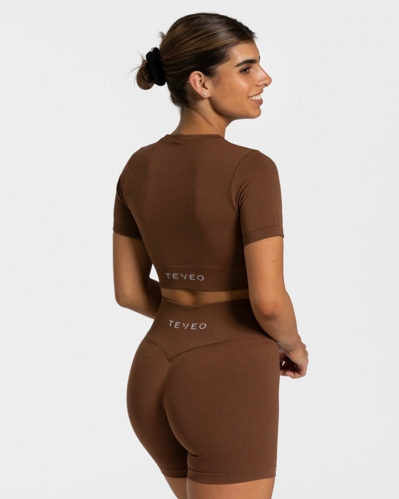 Women's Teveo Sensation Crop Tops Chocolate | USA-6250GNKUD