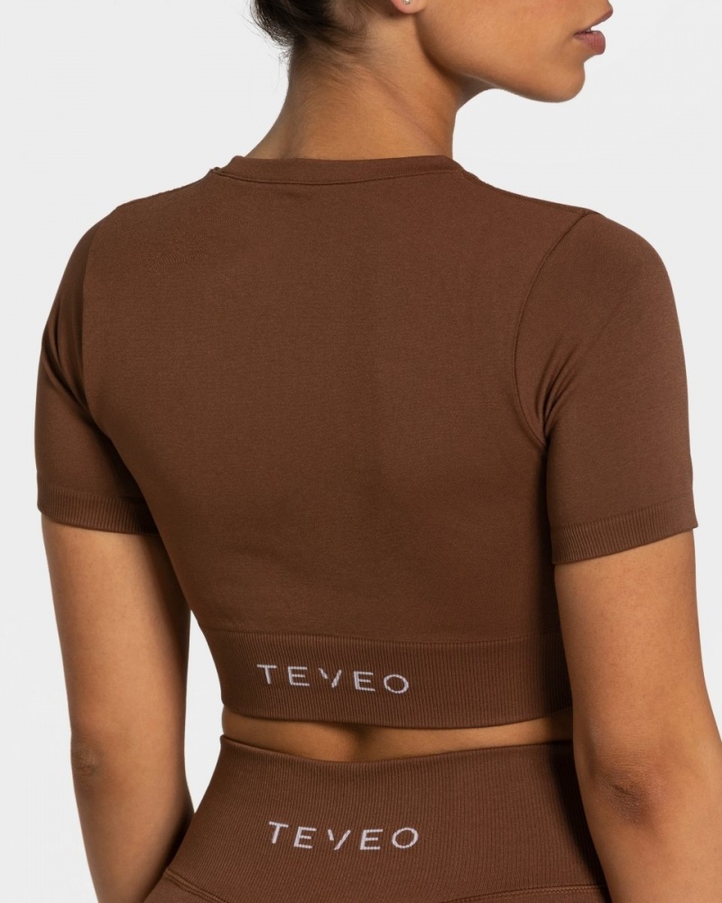 Women's Teveo Sensation Crop Tops Chocolate | USA-6250GNKUD