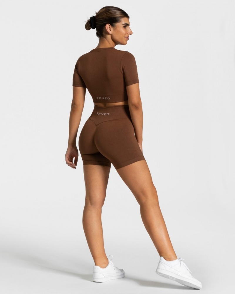 Women's Teveo Sensation Crop Tops Chocolate | USA-6250GNKUD