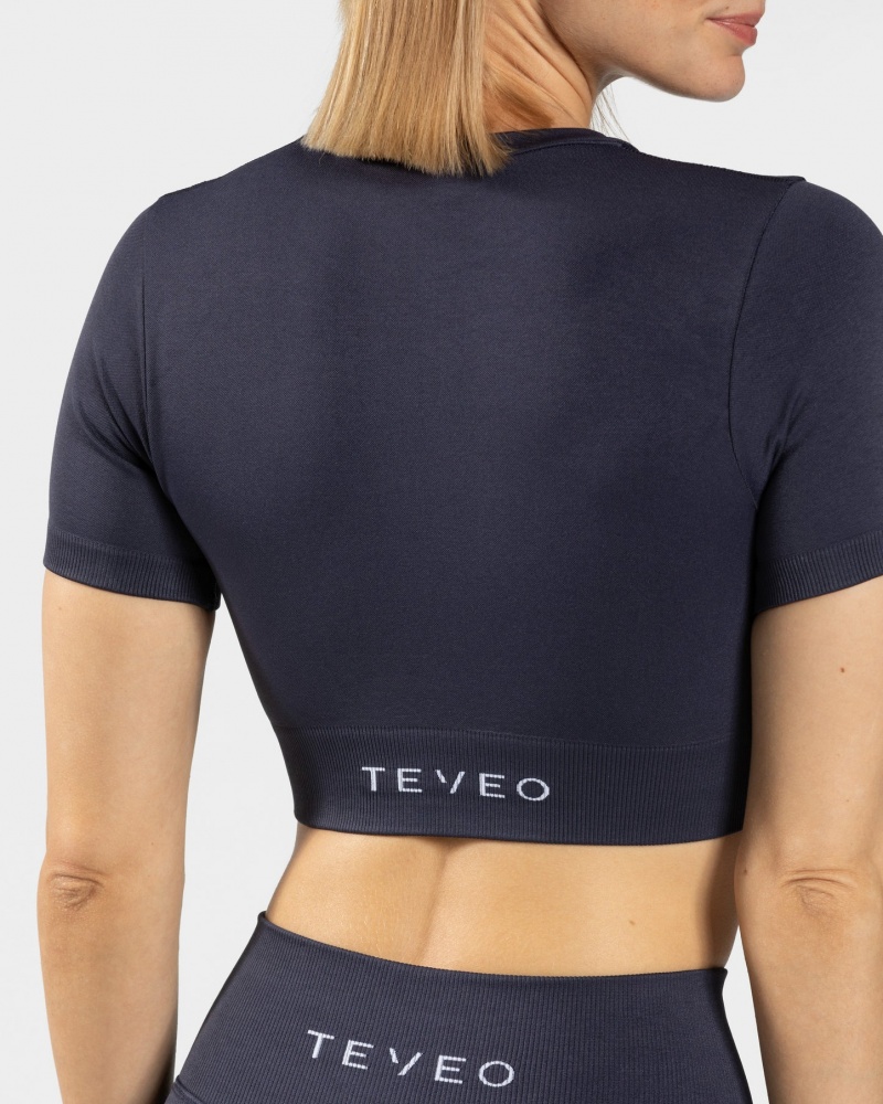 Women's Teveo Sensation Crop Tops Dark Blue | USA-2360EJSVQ