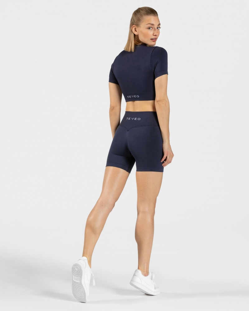 Women's Teveo Sensation Crop Tops Dark Blue | USA-2360EJSVQ