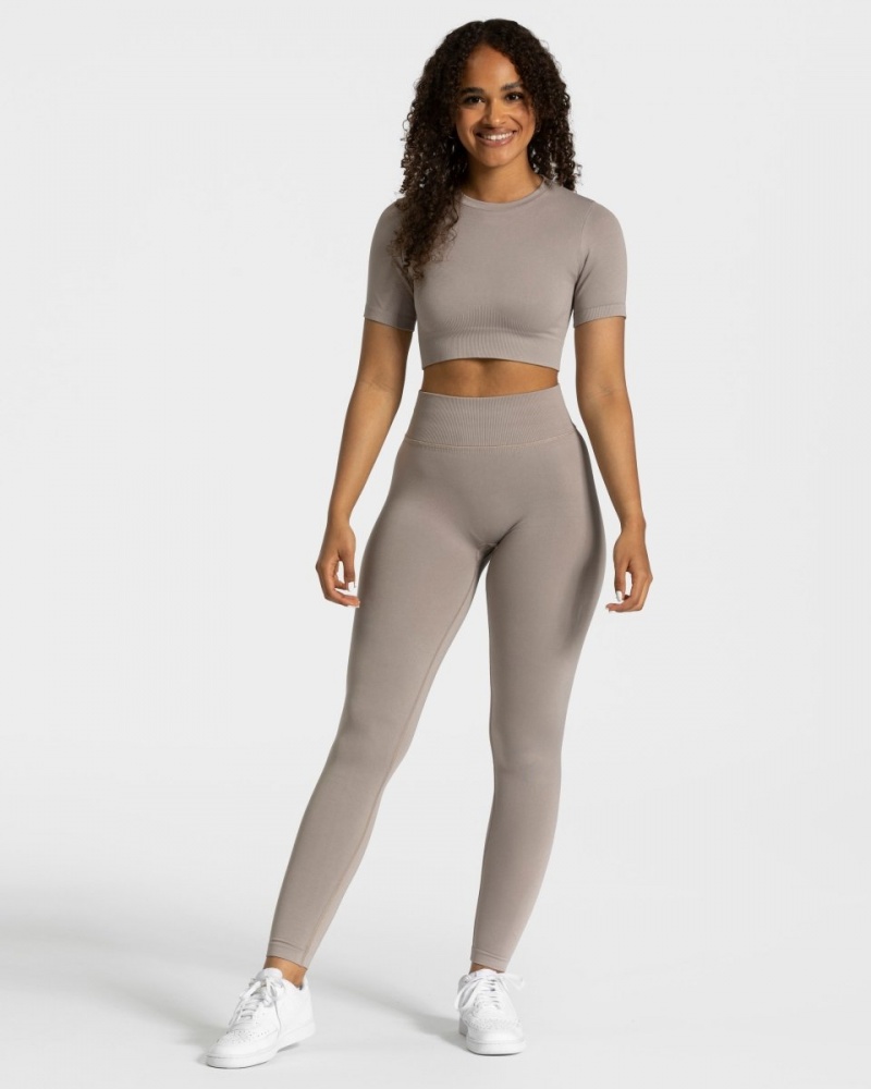 Women's Teveo Sensation Crop Tops Grey | USA-8794TMQBV