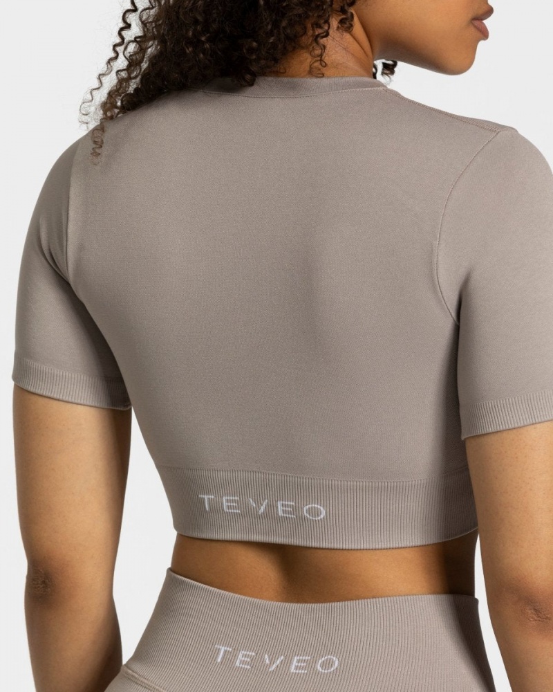 Women's Teveo Sensation Crop Tops Grey | USA-8794TMQBV