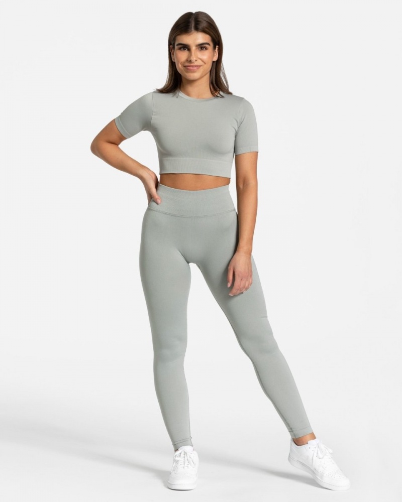 Women's Teveo Sensation Crop Tops Grey | USA-8634LRQOC