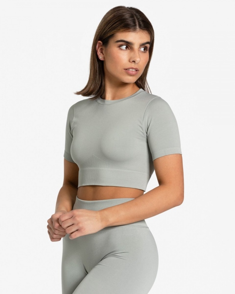 Women\'s Teveo Sensation Crop Tops Grey | USA-8634LRQOC