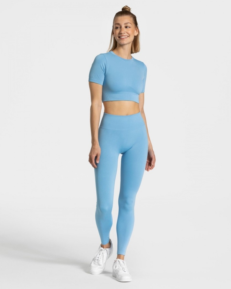 Women's Teveo Sensation Crop Tops Light Blue | USA-2430CSGPD