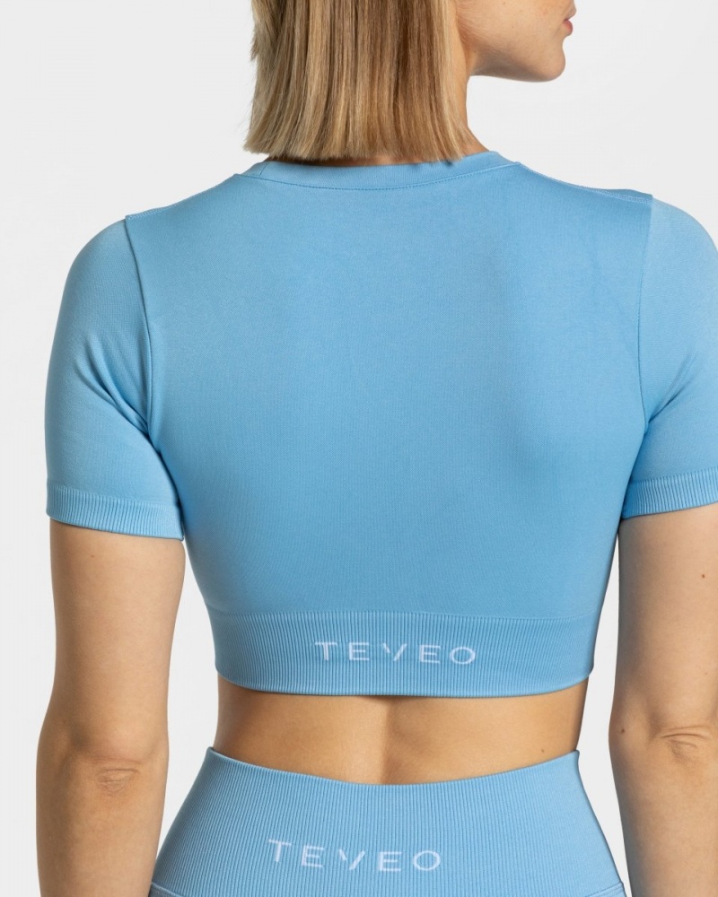 Women's Teveo Sensation Crop Tops Light Blue | USA-2430CSGPD