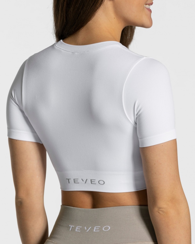 Women's Teveo Sensation Crop Tops White | USA-6420KRYQI