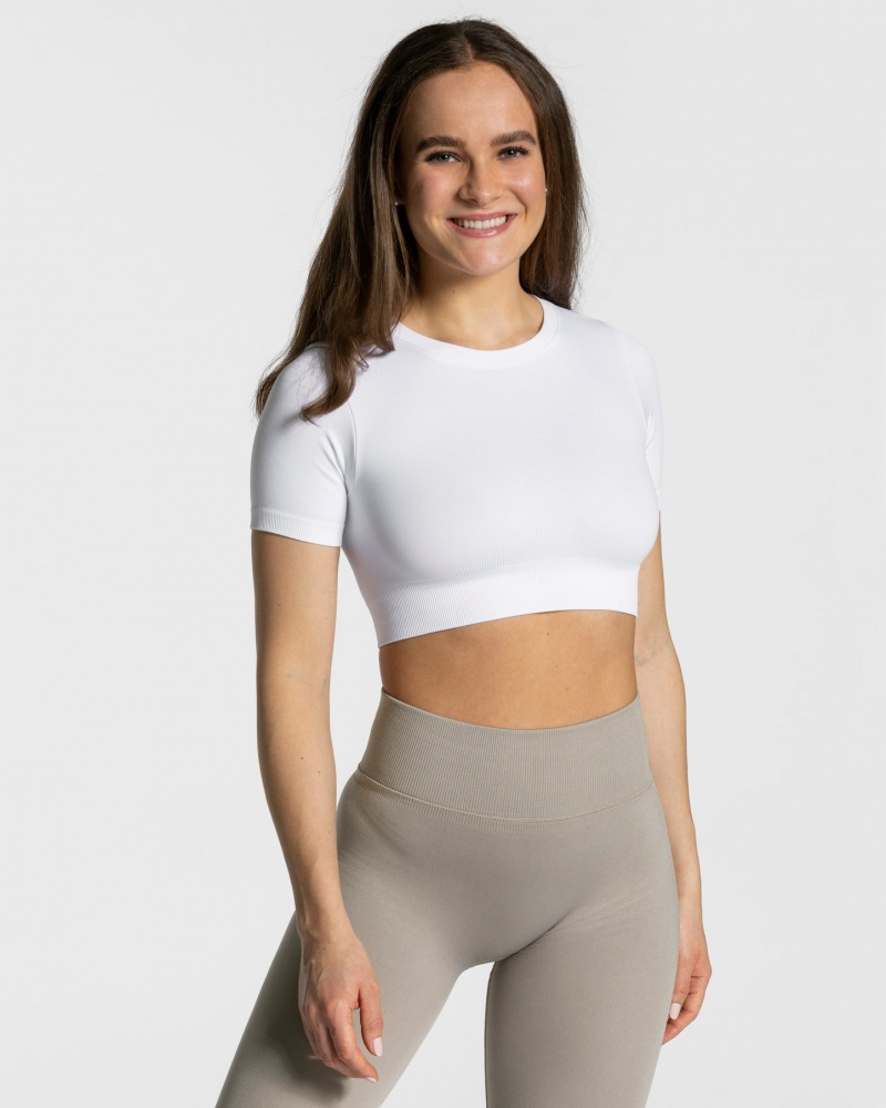 Women\'s Teveo Sensation Crop Tops White | USA-6420KRYQI