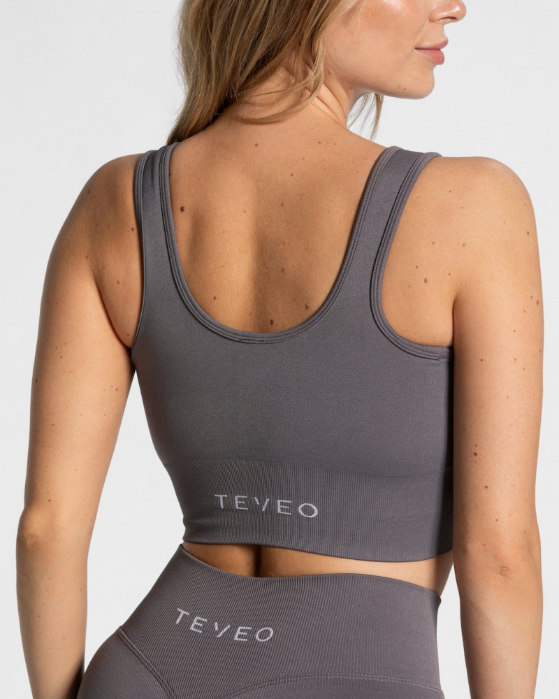 Women's Teveo Sensation Sports Bra Black Grey | USA-6829TIVWJ