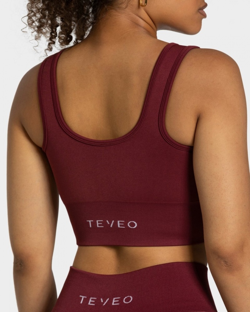 Women's Teveo Sensation Sports Bra Burgundy | USA-5139KBJND