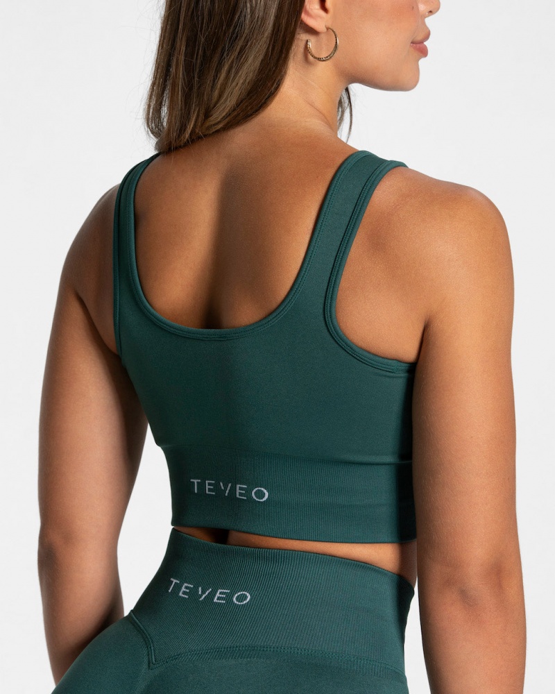 Women's Teveo Sensation Sports Bra Dark Green | USA-6397SLDUT