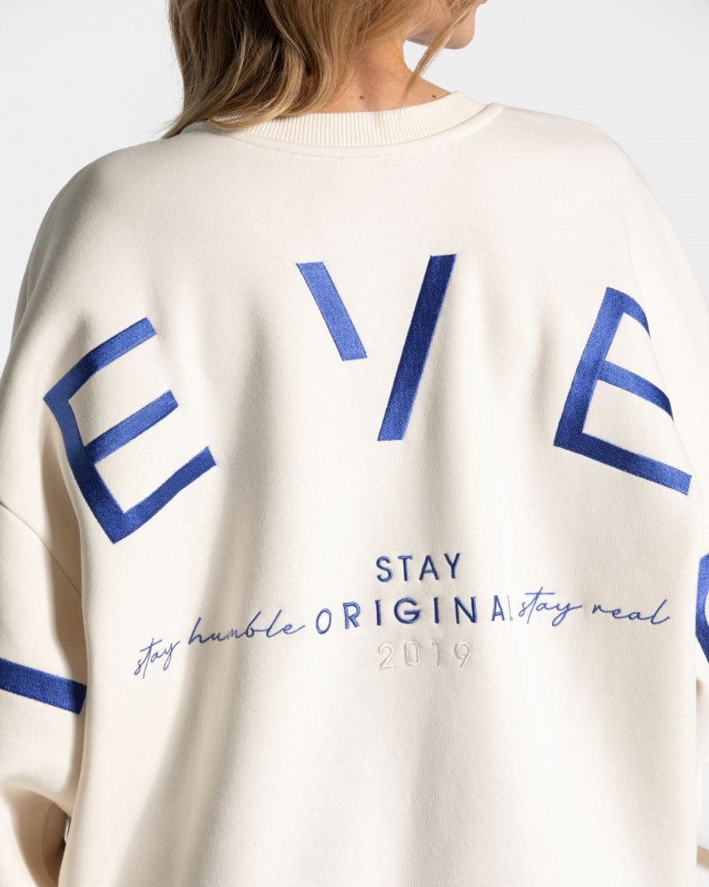 Women's Teveo Signature Oversized Sweaters White | USA-2954IZVFP