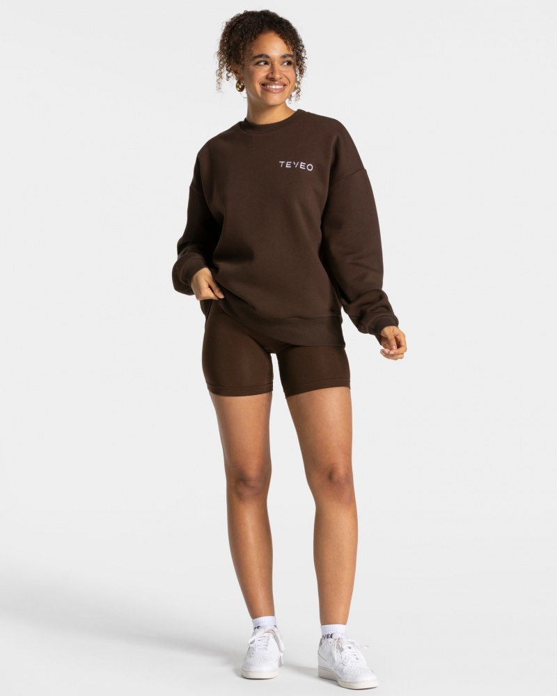 Women's Teveo Signature Oversized Sweaters Dark Brown | USA-6498DAVQT