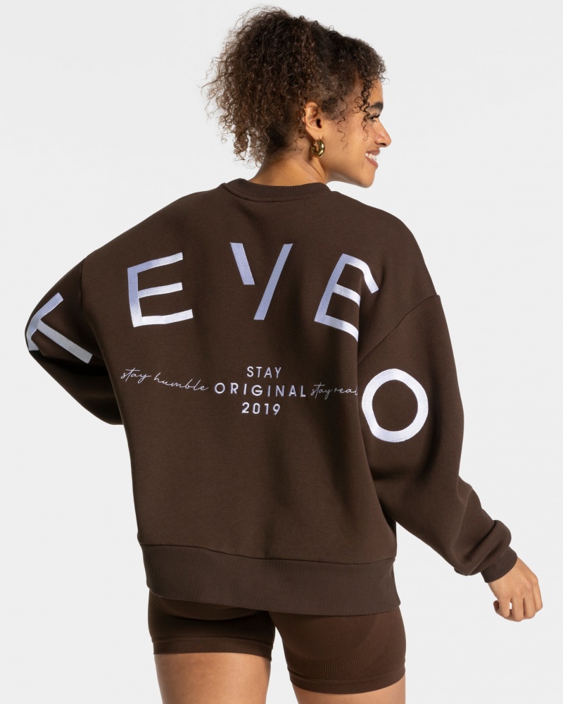 Women\'s Teveo Signature Oversized Sweaters Dark Brown | USA-6498DAVQT