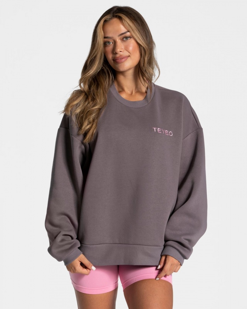 Women's Teveo Signature Oversized Sweaters Black Grey | USA-5873ECXWI