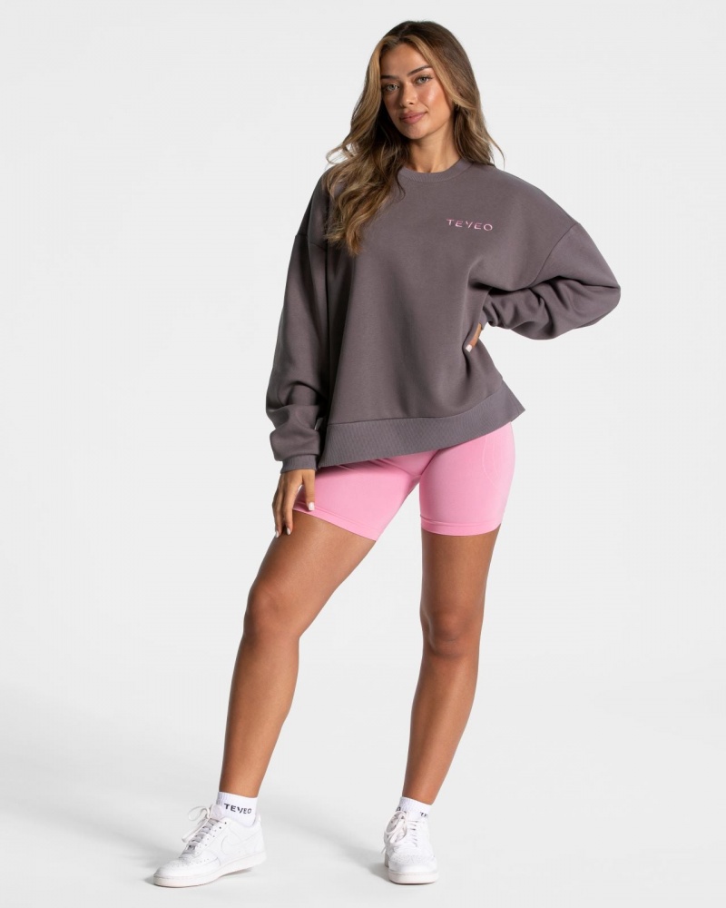 Women's Teveo Signature Oversized Sweaters Black Grey | USA-5873ECXWI