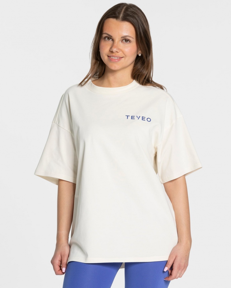 Women's Teveo Signature Oversized T-Shirt White | USA-6872DHLYQ