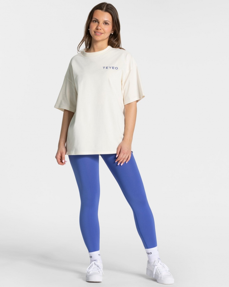 Women's Teveo Signature Oversized T-Shirt White | USA-6872DHLYQ