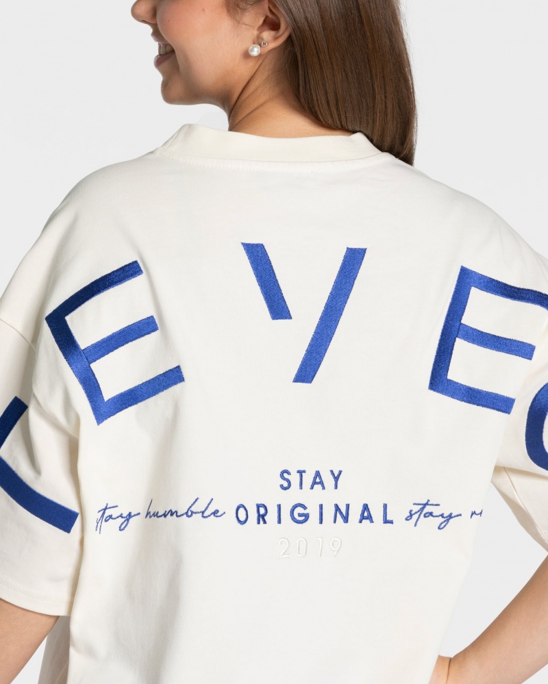 Women's Teveo Signature Oversized T-Shirt White | USA-6872DHLYQ