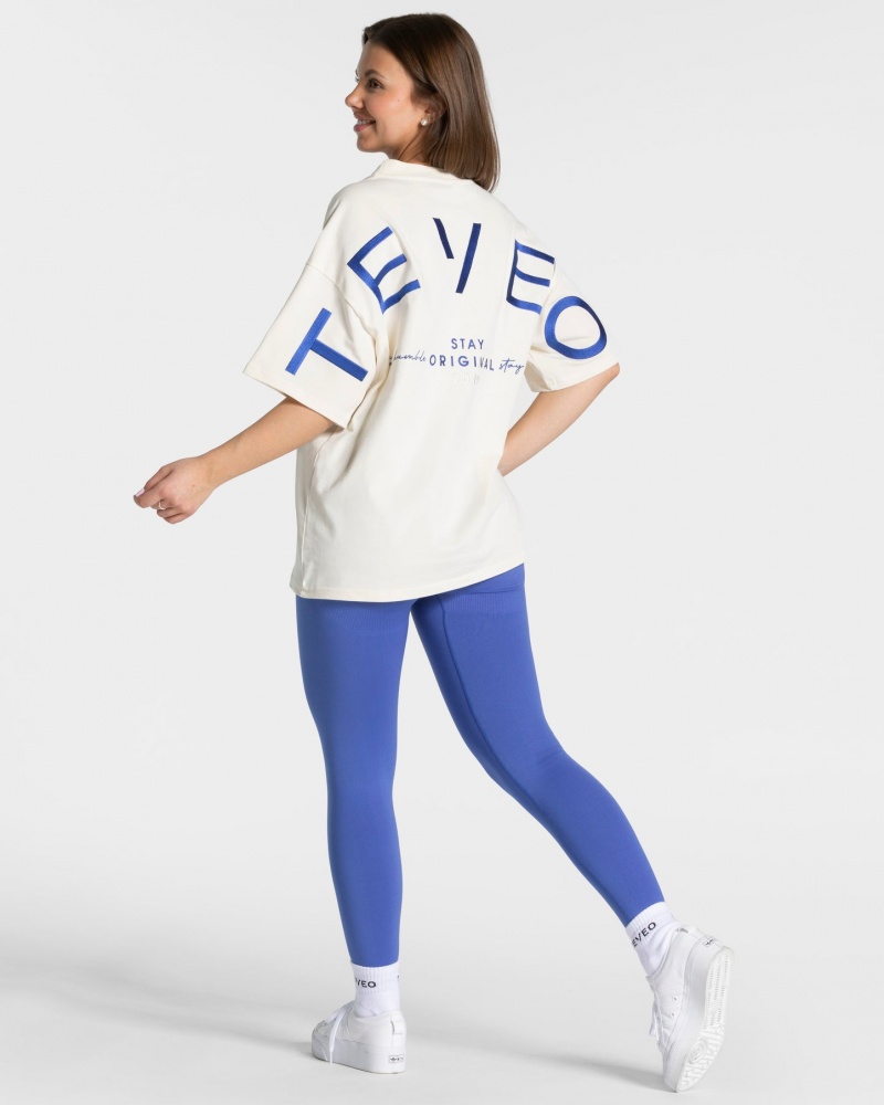 Women's Teveo Signature Oversized T-Shirt White | USA-6872DHLYQ