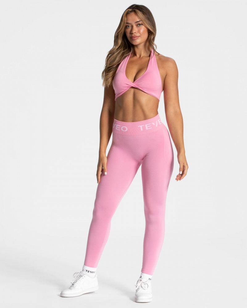 Women's Teveo Signature Scrunch Leggings Pink | USA-5361TKFSL