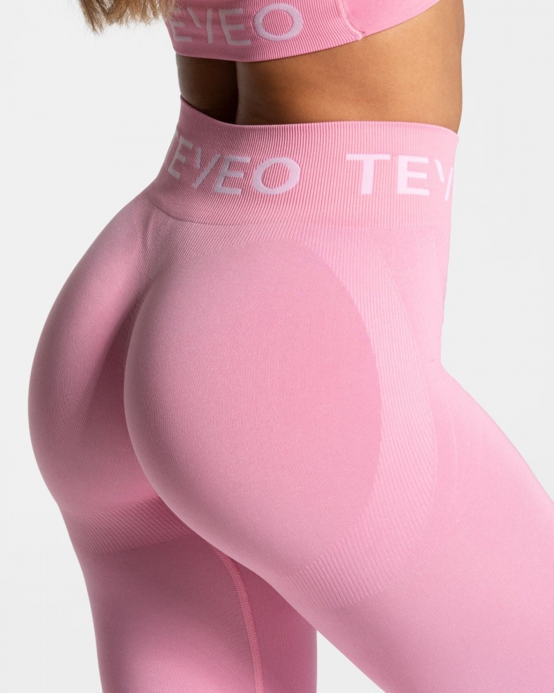 Women's Teveo Signature Scrunch Leggings Pink | USA-5361TKFSL