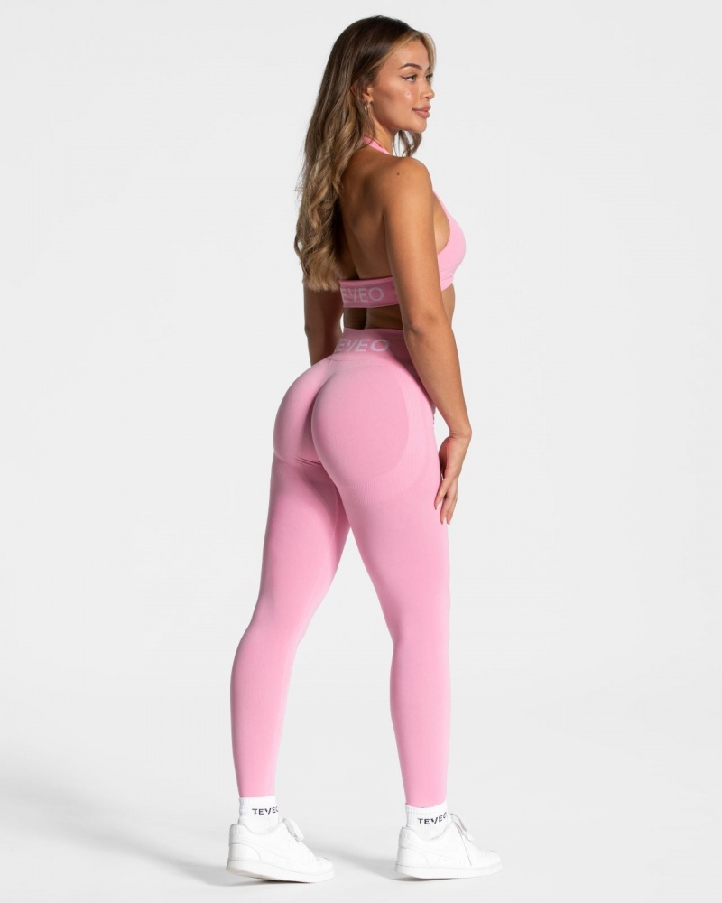 Women's Teveo Signature Scrunch Leggings Pink | USA-5361TKFSL