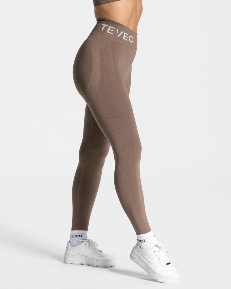 Women's Teveo Signature Scrunch Leggings Coffee | USA-2165CIBPQ