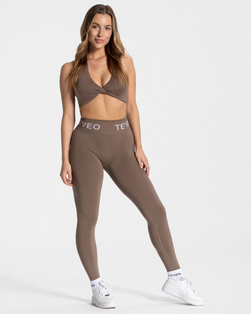 Women's Teveo Signature Scrunch Leggings Coffee | USA-2165CIBPQ