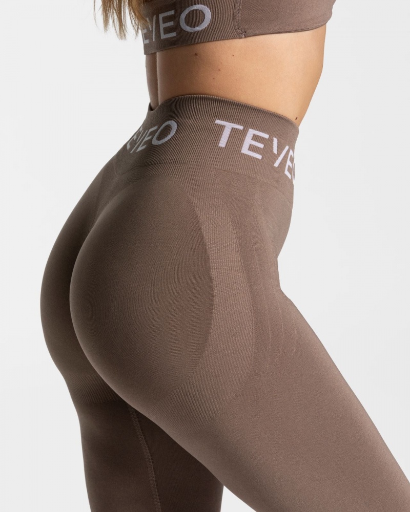 Women's Teveo Signature Scrunch Leggings Coffee | USA-2165CIBPQ