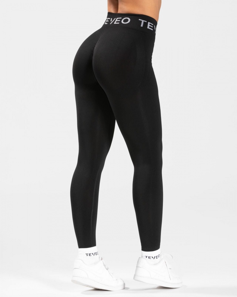 Women's Teveo Signature Scrunch Leggings Black | USA-4675KVPLY