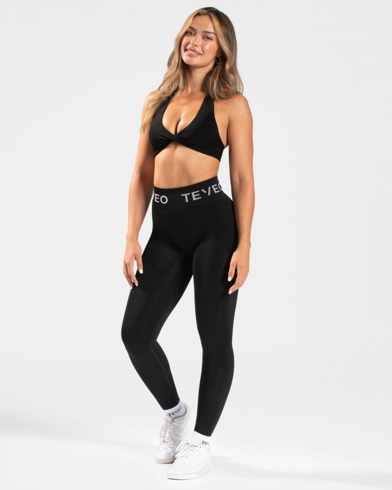 Women's Teveo Signature Scrunch Leggings Black | USA-4675KVPLY